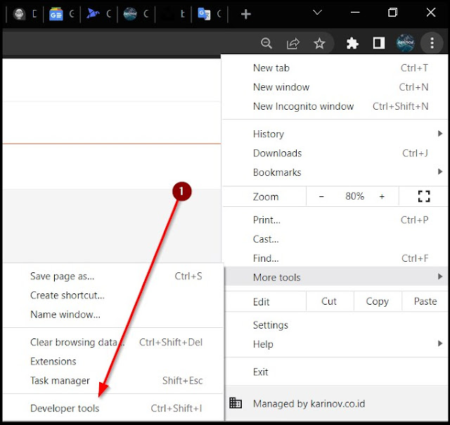 cara buka menu alat pengembang di browser chrome